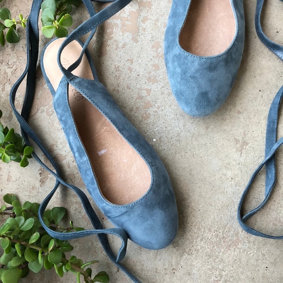 dusty blue flat shoes